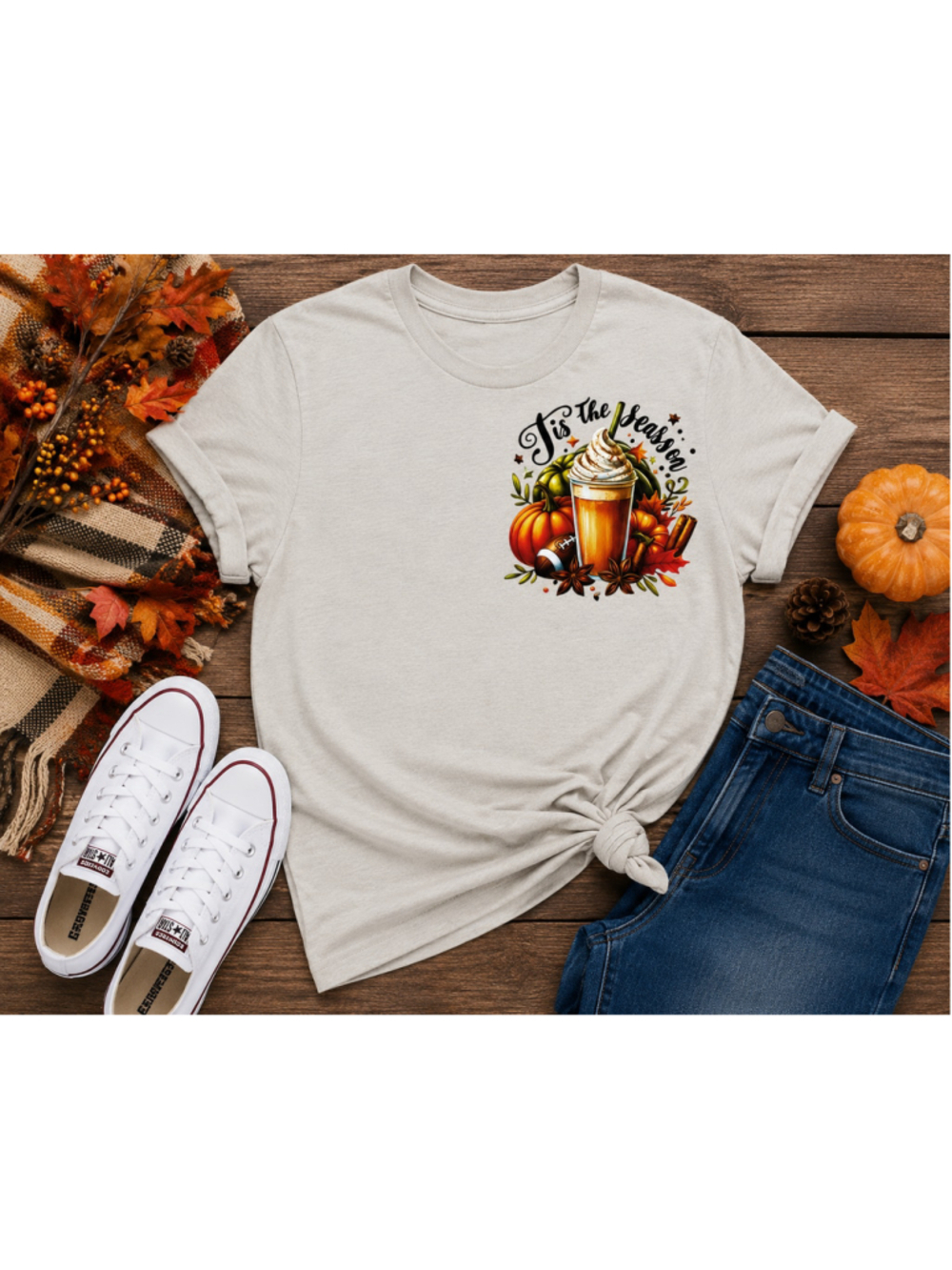 New Fall Theme Football Pumpkin Spice Casual Gildan Cream Women Graphic Tee XL